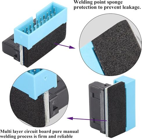 2 حزمة أسفل الزاوية اليمنى USB 3.0 19 دبوس موصل 90 درجة 19Pin / 20Pin 3.0 USB أنثى إلى ذكر تمديد لوحة محول الطاقة لسطح المكتب اللوحة الأم محول الرأس الداخلي (أسفل / أزرق - 20Pin) in Kuwait