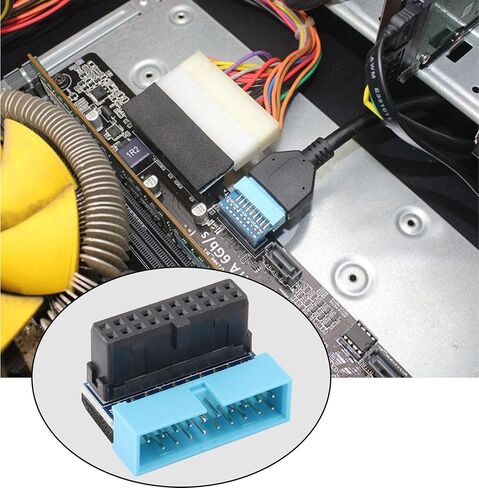 2 حزمة أسفل الزاوية اليمنى USB 3.0 19 دبوس موصل 90 درجة 19Pin / 20Pin 3.0 USB أنثى إلى ذكر تمديد لوحة محول الطاقة لسطح المكتب اللوحة الأم محول الرأس الداخلي (أسفل / أزرق - 20Pin) in Kuwait