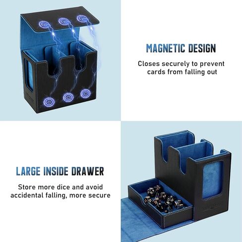 صندوق سطح السفينة TiMOVO MTG، صندوق سطح بطاقة قائد MTG مع شاشة عرض قائد وصينية النرد تناسب أكثر من 400 بطاقة بدون أكمام، حقيبة تخزين جلدية مغناطيسية مع 6 فواصل لبطاقات TCG CCG السحرية، أسود + أرجواني in Kuwait