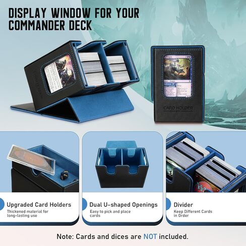 صندوق سطح السفينة TiMOVO MTG، صندوق سطح بطاقة قائد MTG مع شاشة عرض قائد وصينية النرد تناسب أكثر من 400 بطاقة بدون أكمام، حقيبة تخزين جلدية مغناطيسية مع 6 فواصل لبطاقات TCG CCG السحرية، أسود + أرجواني in Kuwait