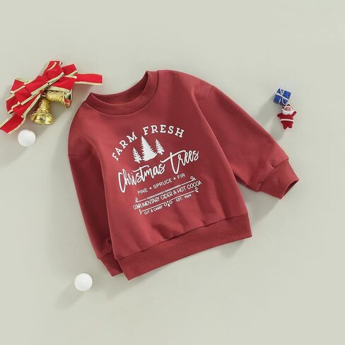 Thorn Tree Toddler Boys Girls Christmas Sweatshirt Long Sleeve Pull On Sweater Unisex Little Kids Fall Winter Clothes in Kuwait