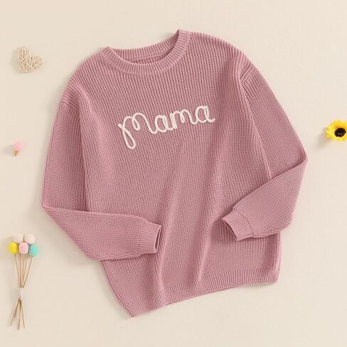 سترة Mommy and Me متطابقة مع ملابس العائلة، سترة محبوكة بأكمام طويلة، ملابس للأم والطفل in Kuwait
