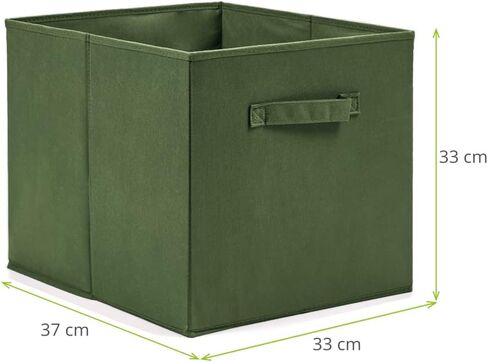 EZOWare Set of 6 Foldable Fabric Basket Bins, 13"x15"x13" Collapsible Storage Organizer Cube with Handle for Clothes Nursery - Kale Green in Saudi Arabia