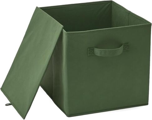 EZOWare Set of 6 Foldable Fabric Basket Bins, 13"x15"x13" Collapsible Storage Organizer Cube with Handle for Clothes Nursery - Kale Green in Saudi Arabia