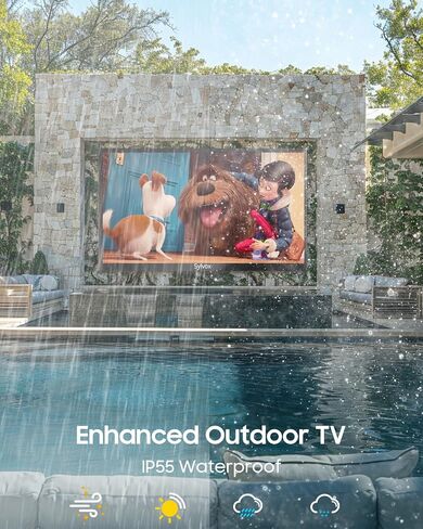 تلفزيون SYLVOX خارجي، تلفزيون ذكي مقاوم للماء مقاس 65 بوصة، تلفزيون شمسي كامل 2000nits، 4K، Dolby Atmos، HDR 10، تلفزيون مقاوم للطقس مع جهاز تحكم عن بعد مساعد صوتي (Pool Pro 2.0، أحدث طراز) in Saudi Arabia