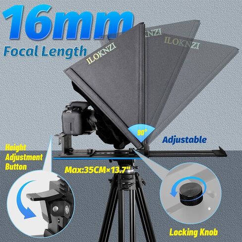 18-inch Large HD Wide-Angle Teleprompter with Adjustable Wide-Angle Camera Lens Support for Camcorder/Digital Camera Teleprompter, Teleprompter/Wedding Shooting/Face Capture (18"-Max) in Saudi Arabia