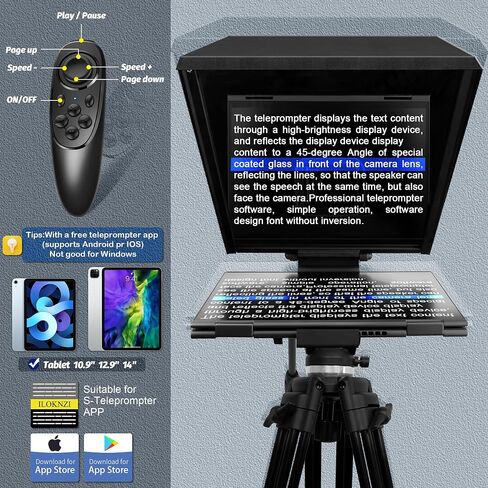 18-inch Large HD Wide-Angle Teleprompter with Adjustable Wide-Angle Camera Lens Support for Camcorder/Digital Camera Teleprompter, Teleprompter/Wedding Shooting/Face Capture (18"-Max) in Saudi Arabia
