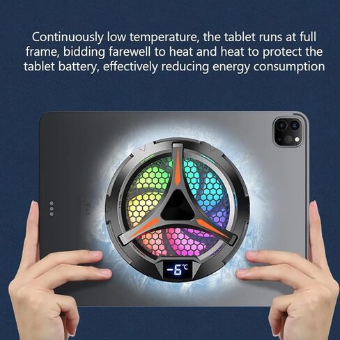 iPad Cooler Magnetic Tablet Fan Cooler with LED Display for MacBook/Surface pro/Samsung Tab/Steam Deck,Universal Semiconductor Radiator for Desk Work, Gaming, Streaming Live, Watch Movie, Black in Kuwait