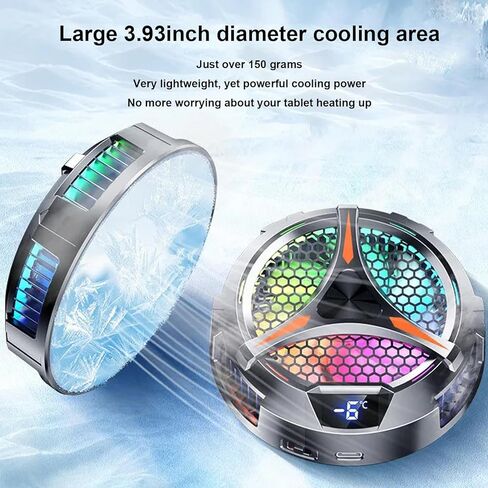 iPad Cooler Magnetic Tablet Fan Cooler with LED Display for MacBook/Surface pro/Samsung Tab/Steam Deck,Universal Semiconductor Radiator for Desk Work, Gaming, Streaming Live, Watch Movie, Black in Kuwait