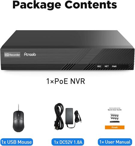 8CH H.265 Network Video Recorder, 4K 8 PoE ports NVR, Remote Access, Motion Alarm, 24/7 Recording, Smart Playback, Support 4K/8MP/5MP/4MP/3MP PoE Cameras, ONE SATA Ports Up to 8TB (without HDD) in Saudi Arabia