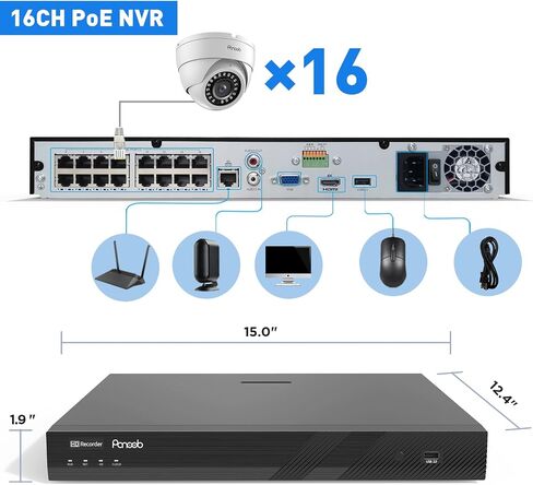 مسجل فيديو شبكي 4K 8CH H.265، 8 منافذ PoE، PA-8NVR | منبه للحركة، تسجيل على مدار الساعة طوال أيام الأسبوع، تشغيل ذكي، دعم كاميرات PoE بدقة 8 ميجابكسل/5 ميجابكسل/4 ميجابكسل/3 ميجابكسل، منافذ SATA واحدة بسعة تصل إلى 8 تيرابايت (بدون محرك أقراص ثابتة) in Kuwait