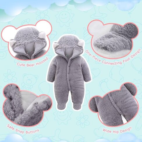 Baby Clothes Winter Snowsuit Cute Bear Suit Newborn Infant Coats Toddler Bodysuits Jumpsuit for Baby Boys Girls in Saudi Arabia