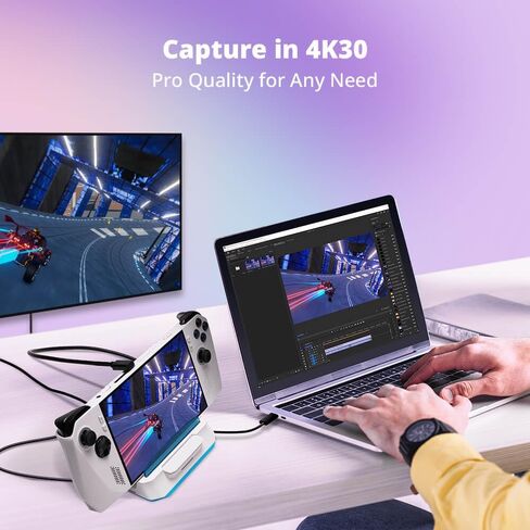 منصة AVerMedia Steam Deck مع HDMI 4K@60 هرتز، وشحن USB C، ونسخ الشاشة، والتقاط الفيديو للمحول، وSteam Deck، وROG Ally، وLegion Go، وMSI Claw، وiPhone، وiPad - X'TRA GO GC515 in Saudi Arabia