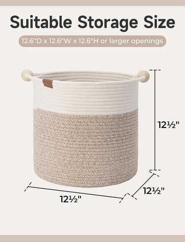 StorageWorks Woven Storage Baskets for Organizing, Woven Basket with Wooden Handles, 13 x 13 Woven Baskets for Storage, Small Woven Cube Storage Basket for Living Room, White&Light Brown, 3-Pack in Saudi Arabia