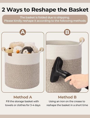 StorageWorks Woven Storage Baskets for Organizing, Woven Basket with Wooden Handles, 13 x 13 Woven Baskets for Storage, Small Woven Cube Storage Basket for Living Room, White&Light Brown, 3-Pack in Saudi Arabia