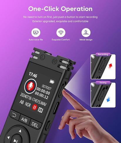 64GB Digital Voice Recorder with Playback - LINISME Voice Activated Recorder【7000 Hours】, One Click Large Screen Sound Audio Recorder Recording Tape for Interviews/Meeting/Classes in Saudi Arabia
