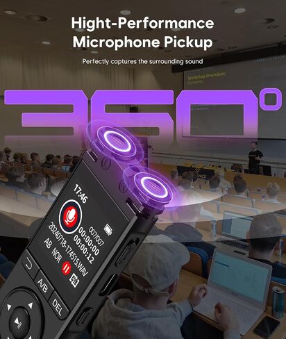 64GB Digital Voice Recorder with Playback - LINISME Voice Activated Recorder【7000 Hours】, One Click Large Screen Sound Audio Recorder Recording Tape for Interviews/Meeting/Classes in Saudi Arabia