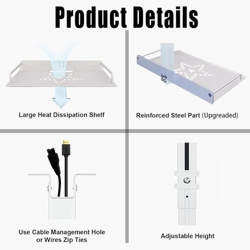 2-Be-Best حامل سقف عالمي مع صينية لجهاز العرض، 11.8 بوصة - 20.5 بوصة / 30 سم - 52 سم ارتفاع قابل للتعديل لرف جهاز عرض السقف للجدار/السقف (ترقية بيضاء in Kuwait