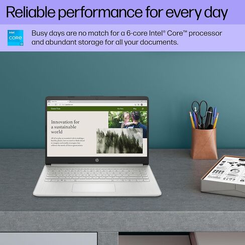HP 14 inch Laptop, HD Display, 12th Generation Intel Core i3-1215U, 8 GB RAM, 256 GB SSD, Intel UHD Graphics, Windows 11 Home in S Mode, 14-dq5009nr (2024) in Saudi Arabia