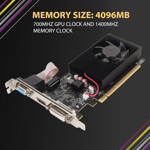 VBESTLIFE GT730 4GB Graphics Card, DDR3, 128bit, PCI Express 3.0 x16, 700/1400MHz, 2560x1600, Low Video Card with HDMI, DVI and VGA Ports, VBESTLIFEnrq38m7gfz in Saudi Arabia