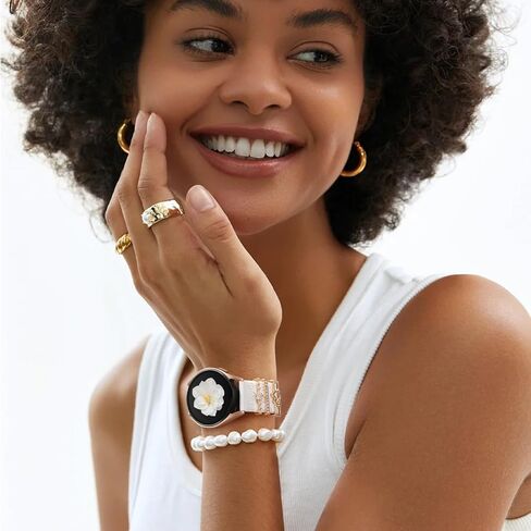 سوار منقوش على شكل زهرة DaQin متوافق مع ساعة Samsung Galaxy Watch 7 Band/FE 6 5 4 40 مم 44 مم، سوار ساعة Galaxy Active 2، 20 مم، حزام بديل من السيليكون الناعم مع إكسسوارات زينة للنساء in Kuwait