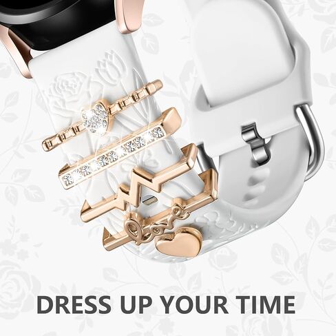سوار منقوش على شكل زهرة DaQin متوافق مع ساعة Samsung Galaxy Watch 7 Band/FE 6 5 4 40 مم 44 مم، سوار ساعة Galaxy Active 2، 20 مم، حزام بديل من السيليكون الناعم مع إكسسوارات زينة للنساء in Kuwait