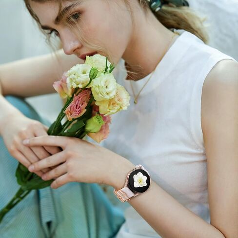 سوار منقوش على شكل زهرة DaQin متوافق مع ساعة Samsung Galaxy Watch 7 Band/FE 6 5 4 40 مم 44 مم، سوار ساعة Galaxy Active 2، 20 مم، حزام بديل من السيليكون الناعم مع إكسسوارات زينة للنساء in Kuwait