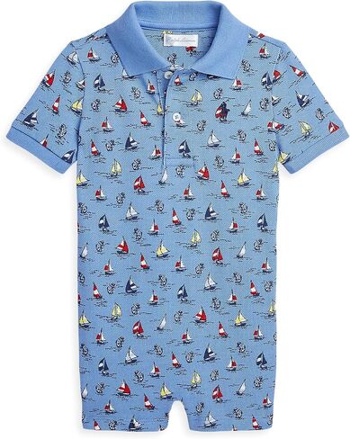 POLO RALPH LAUREN Baby Boys Sailboat Print Cotton Mesh Polo Shortall (B(7001-123)/Y, 6 Months) in Saudi Arabia