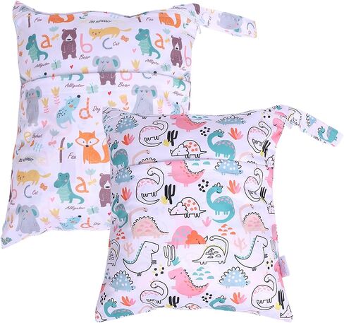 Wet Dry Bags 3 Pack Two Zipper Pockets Travel Beach Pool Reusable Waterproof Yoga Gym Bag for Baby Cloth Diaper Swimsuits Wet Clothes 3L03b in Saudi Arabia