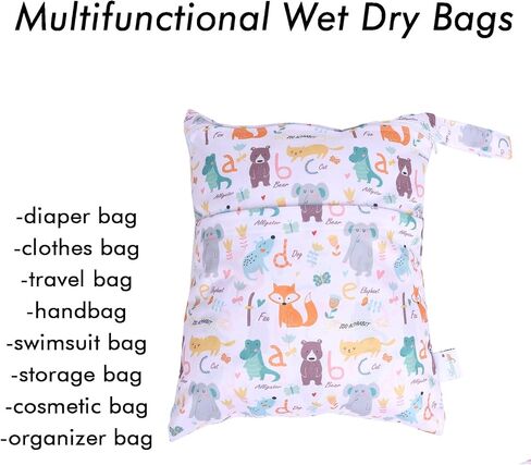 Wet Dry Bags 3 Pack Two Zipper Pockets Travel Beach Pool Reusable Waterproof Yoga Gym Bag for Baby Cloth Diaper Swimsuits Wet Clothes 3L03b in Saudi Arabia