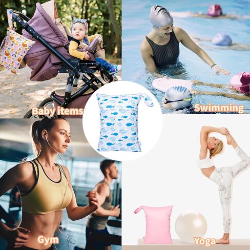 Wet Dry Bags 3 Pack Two Zipper Pockets Travel Beach Pool Reusable Waterproof Yoga Gym Bag for Baby Cloth Diaper Swimsuits Wet Clothes 3L03b in Saudi Arabia