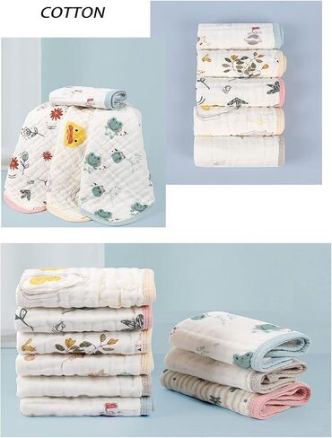 مناشف موسلين للأطفال، مناشف وجه من القطن الطبيعي لحديثي الولادة والكبار، أقمشة غسيل عضوية للأولاد والبنات، أقمشة وجه ماصة، مناديل مبللة للرضع قابلة لإعادة الاستخدام، أقمشة تجشؤ ناعمة للأطفال للبشرة الحساسة in Kuwait