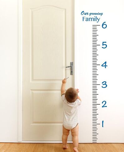 Giant Vinyl Growth Chart Kit | Kids DIY Height Wall Ruler Large Measuring Tape Sticker Number Decal Sticker (Azure Blue, 73x23 inches) in Saudi Arabia