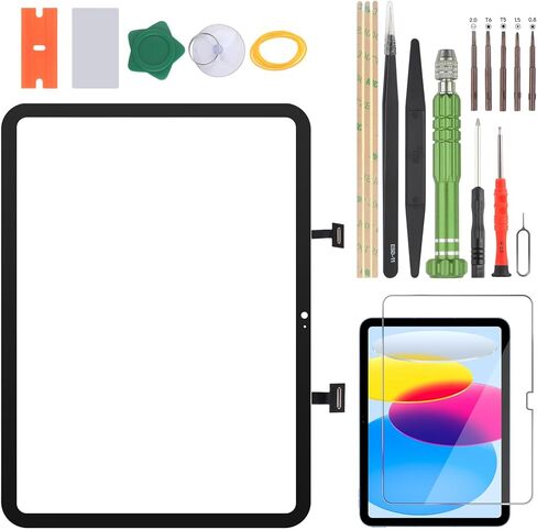 محول رقمي لشاشة اللمس YHX-US لجهاز iPad 10th Gen 2022 A2696 A2757 A2777 10.9 بوصة لوحة استبدال شاشة الكمبيوتر اللوحي مجموعة إصلاح الزجاج الأمامي باللون الأسود مع أداة (بدون شاشة LCD) in Kuwait