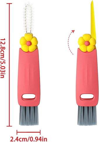 3 in 1 Cup Lid Cleaning Brush Set with Straw Brush 2024 New Crevice Multifunctional Cleaning Brush for Bottle Gap Cute Flower Tight Spaces Cup Lid Cleaner with Brush(3 Pack) in Saudi Arabia