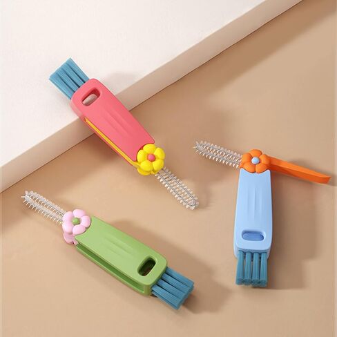 3 in 1 Cup Lid Cleaning Brush Set with Straw Brush 2024 New Crevice Multifunctional Cleaning Brush for Bottle Gap Cute Flower Tight Spaces Cup Lid Cleaner with Brush(3 Pack) in Saudi Arabia