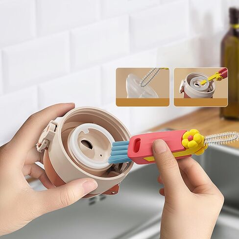 3 in 1 Cup Lid Cleaning Brush Set with Straw Brush 2024 New Crevice Multifunctional Cleaning Brush for Bottle Gap Cute Flower Tight Spaces Cup Lid Cleaner with Brush(3 Pack) in Saudi Arabia