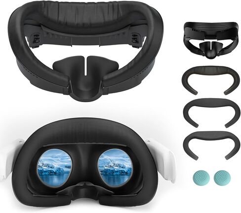 3 قطع وسادة غطاء وجه سميكة لـ Oculus Quest 3، واجهة وجه قابلة للتعديل، وسادة وجه حريرية ثلجية رائعة، وسادة وجه من جلد البولي يوريثان، استبدال وسادة إسفنجية للوجه من القماش الشبكي، مجموعة ملحقات الواقع الافتراضي لـ Meta Quest 3 in Kuwait