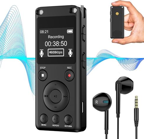 128GB Digital Voice Activated Recorder with Playback - AI Noise Cancelation Audio Recorder, 9120H Audio Storge, 4608 Kbps HD Tape Recorder Device for Lecture, Dual Stereo MIC Recording Device in Saudi Arabia