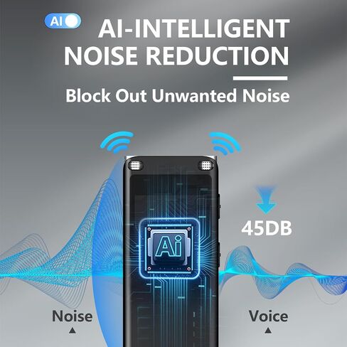 128GB Digital Voice Activated Recorder with Playback - AI Noise Cancelation Audio Recorder, 9120H Audio Storge, 4608 Kbps HD Tape Recorder Device for Lecture, Dual Stereo MIC Recording Device in Saudi Arabia