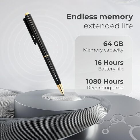 مسجل صوت TCTEC سعة 64 جيجابايت، مسجل صوت بسعة تسجيل تصل إلى 1040 ساعة، مسجل صوت مع ميكروفون وتشغيل، تصميم أنيق، مسجل لأفكار دراسة العمل in Kuwait