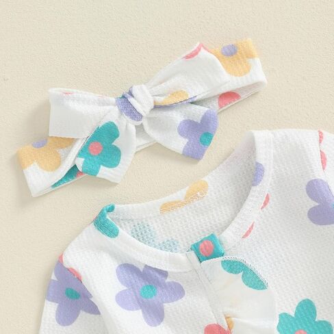 Baby Girl Footies Newborn Zipper Sleeper 2 Pack Ruffle Pajamas Romper Coming Home Outfit in Kuwait