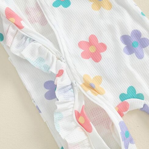 Baby Girl Footies Newborn Zipper Sleeper 2 Pack Ruffle Pajamas Romper Coming Home Outfit in Kuwait