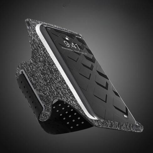 حزام ذراع للجري، حامل ذراع للهاتف الخلوي للمشي، وصالة الألعاب الرياضية، والتمرين، للرجال والنساء، مع أشرطة قابلة للتعديل وجيب بسحاب (رمادي) in Kuwait