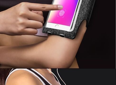 حزام ذراع للجري، حامل ذراع للهاتف الخلوي للمشي، وصالة الألعاب الرياضية، والتمرين، للرجال والنساء، مع أشرطة قابلة للتعديل وجيب بسحاب (رمادي) in Kuwait