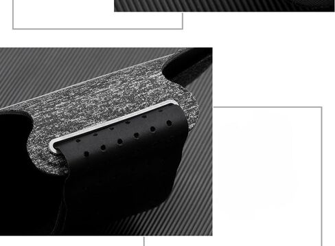 حزام ذراع للجري، حامل ذراع للهاتف الخلوي للمشي، وصالة الألعاب الرياضية، والتمرين، للرجال والنساء، مع أشرطة قابلة للتعديل وجيب بسحاب (رمادي) in Kuwait