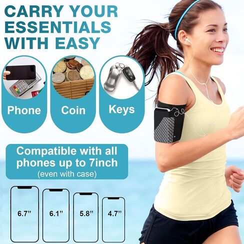 3 Pcs Phone Arm Bands for Running Armband Phone Holder with Earbuds Pocket Cell Phone Armband Sleeves for Exercise Workout, Compatible with All Phones(M) in Saudi Arabia