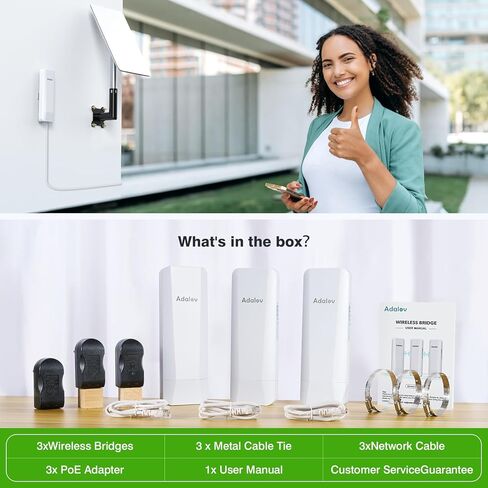 CPE368 Gigabit Wireless Bridge Kit | 5.8GHz Long Range WiFi Extender | 3PCS Outdoor CPE with 1000Mbps Ethernet Port, 14DBi Antenna | Plug and Play PTP/PTMP for Starlink/Networks Extend in Kuwait