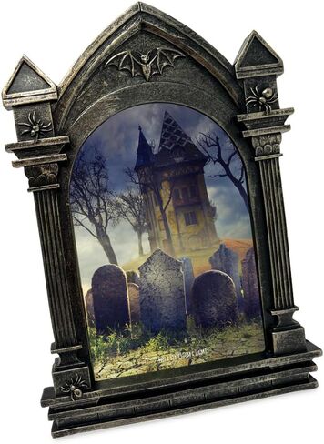 إطار صورة Isaac Jacobs 4x6 Haunted House Vault للصور على سطح الطاولة والجدار وعرض التعليق وديكور المنزل (4x6، أسود مع فضي) in Kuwait