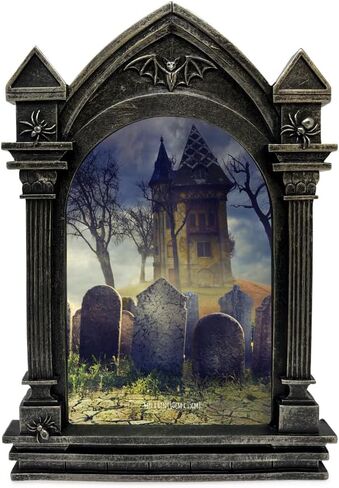 إطار صورة Isaac Jacobs 4x6 Haunted House Vault للصور على سطح الطاولة والجدار وعرض التعليق وديكور المنزل (4x6، أسود مع فضي) in Kuwait